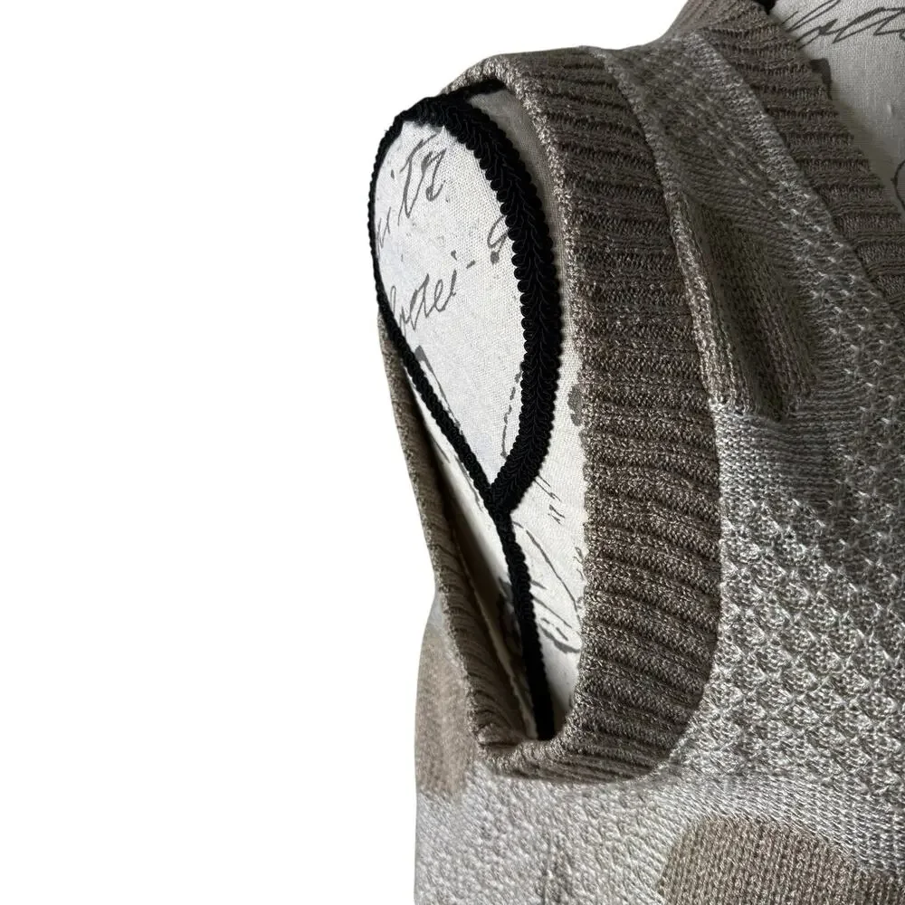 Vintage Leslie Fay 70's Beige Polka Dot Knit Sweater Vest Made In USA size 8